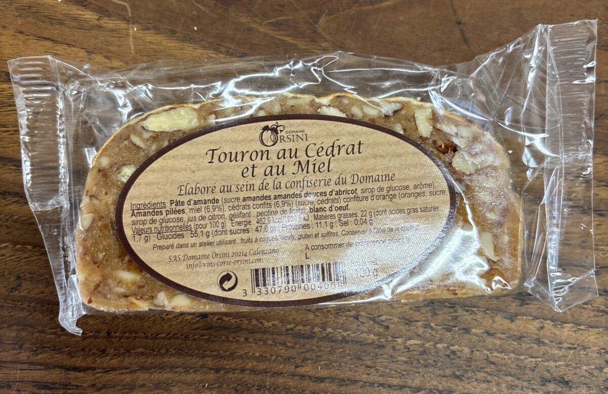 Touron au Cédrat et au Miel
