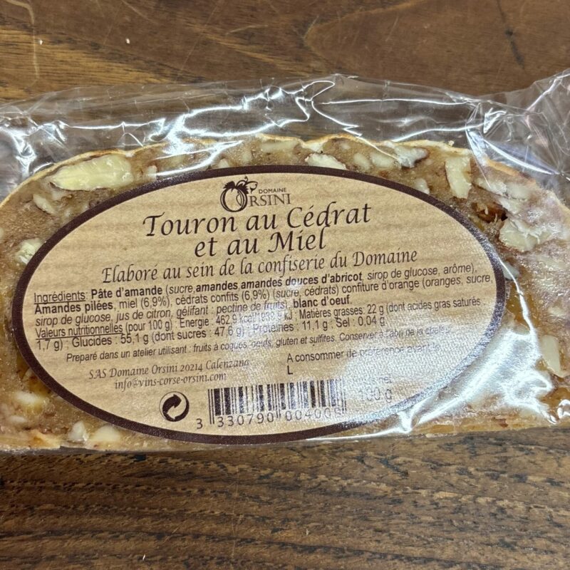 Touron au Cédrat et au Miel