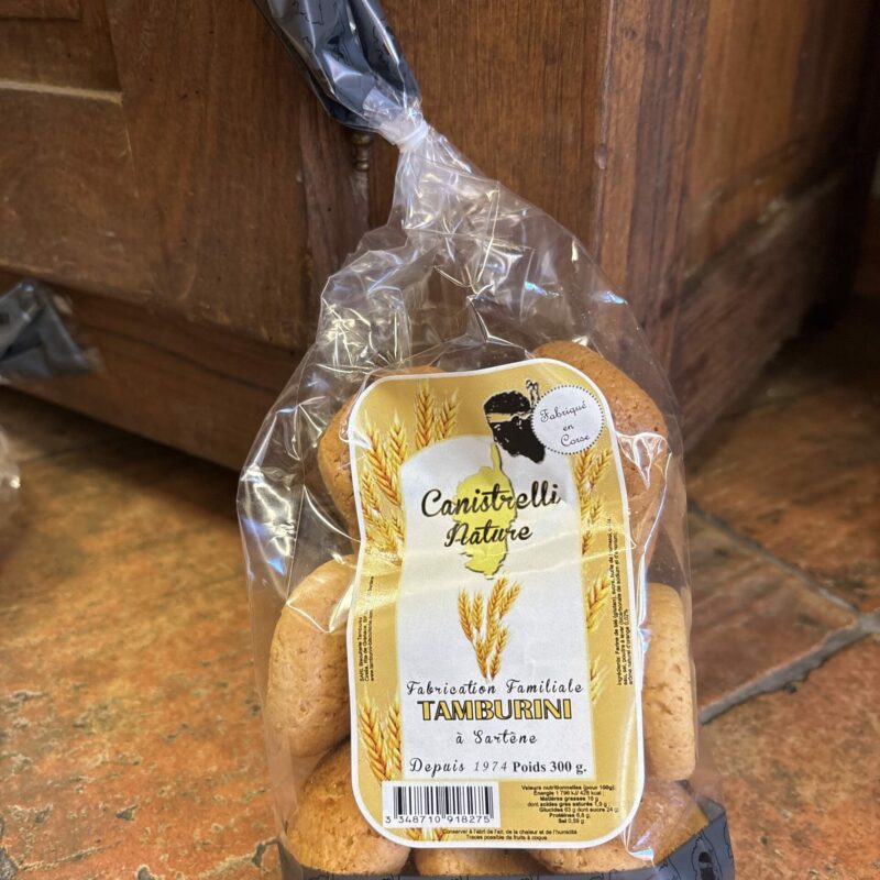 Découvrez les Canistrelli nature de la biscuiterie Tamburini, biscuits corses artisanaux croquants et authentiques, parfaits pour une pause gourmande.