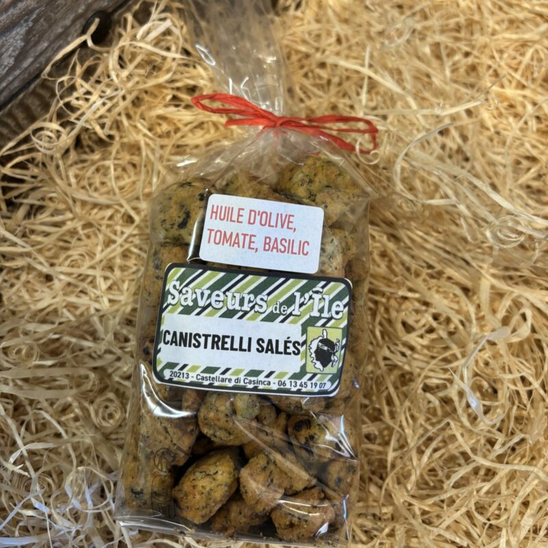 Canistrelli Salés – Huile d’Olive, Tomate & Basilic